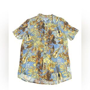 Jimmy Buffett's Margaritaville L Camp Shirt Rayon Short Sleeve Guitars Floral